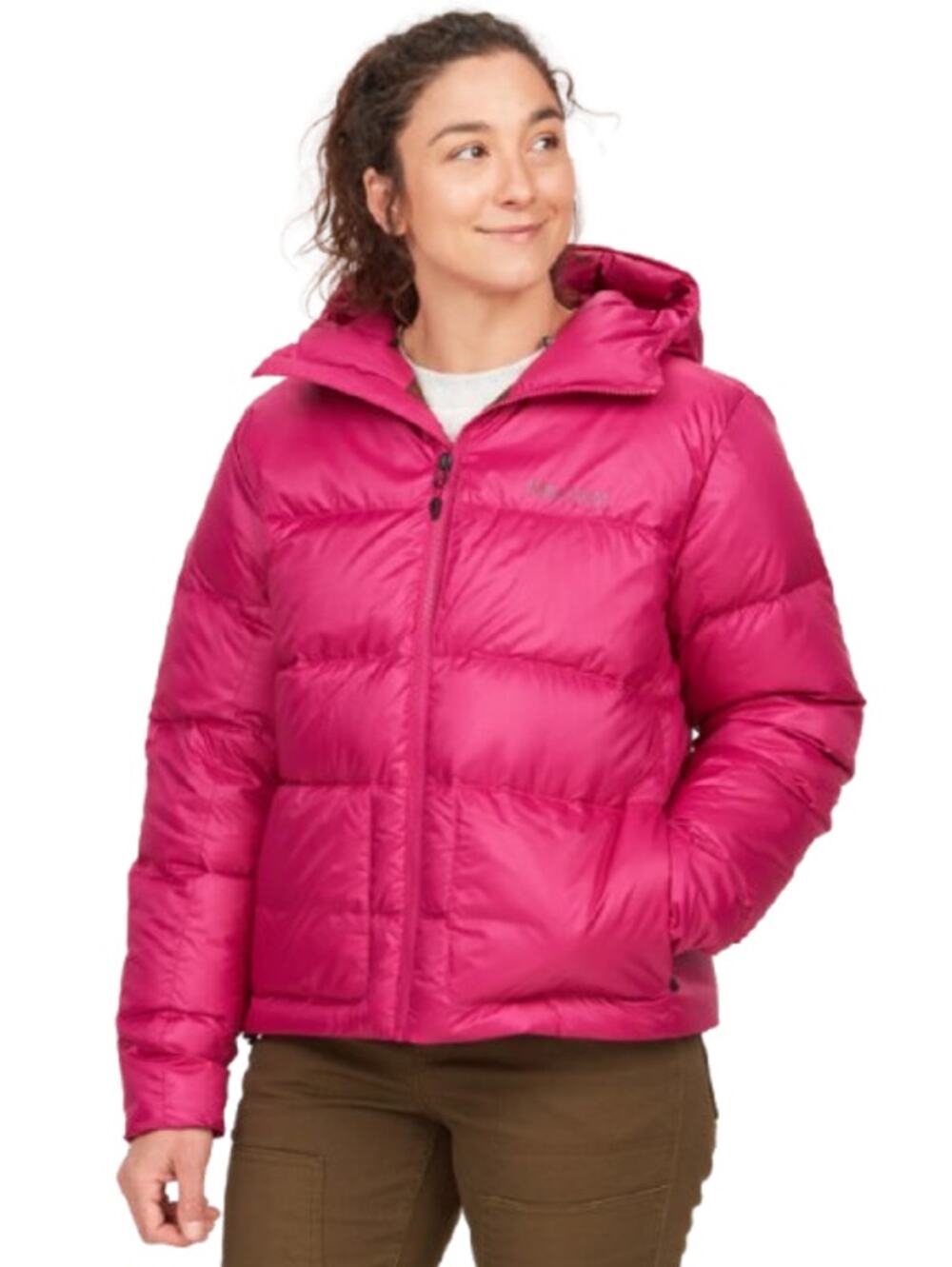 MARMOT Women's Guides Down Hoody Coat XS Pink Bright Fuchsia Puffer NWT